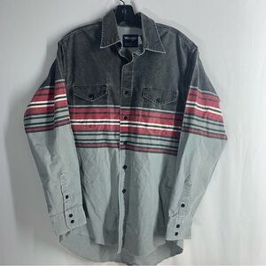 WRANGLER VINTAGE BRUSH-POPPER MEN'S BUTTON DOWN SHIRT-Size:16